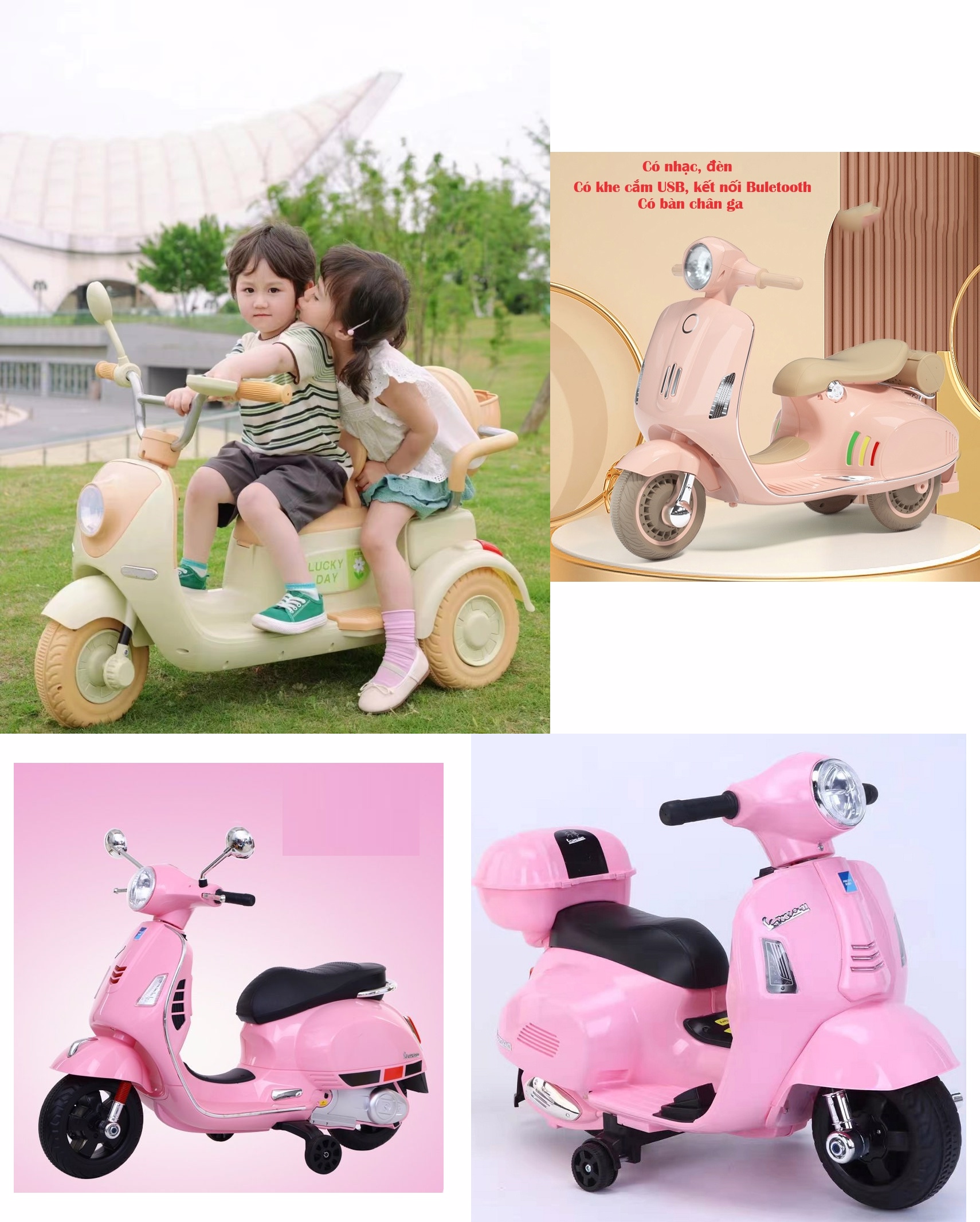 Xe máy điện trẻ em cao cấp vespa q518/q618/ vecpa đôi - xe máy điện trẻ em có điều khiển từ xa xw và ko điều khiển
