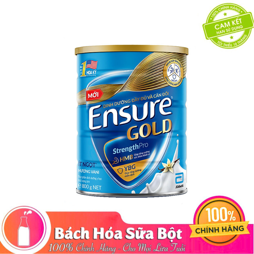 Sữa bột ensure gold hương vani ít ngọt 800g