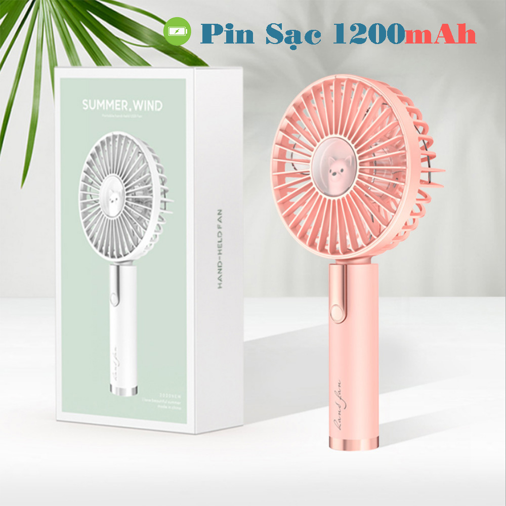 Quạt cầm tay mini tích điện Hand-held Fan 1200mAh (phân khúc quạt chất lượng, đẹp & cứng cáp, pin trâu, gió mạnh)