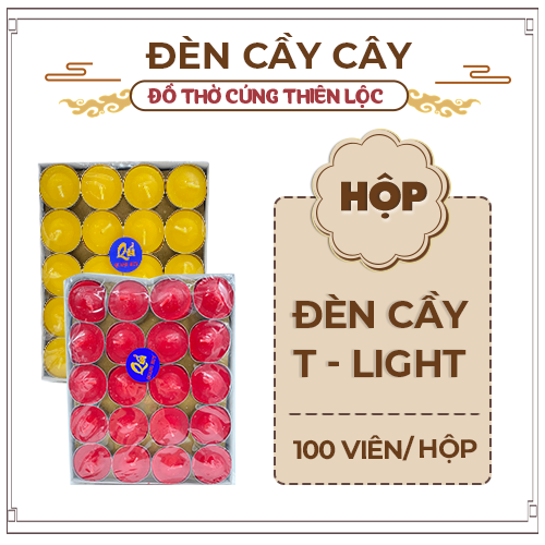 Đèn Cầy Tea Light Hộp 100 Viên Đế Thiếc Cháy Lâu Đồ Thờ Cúng Thiên Lộc - Hộp 100 Viên Thiếc