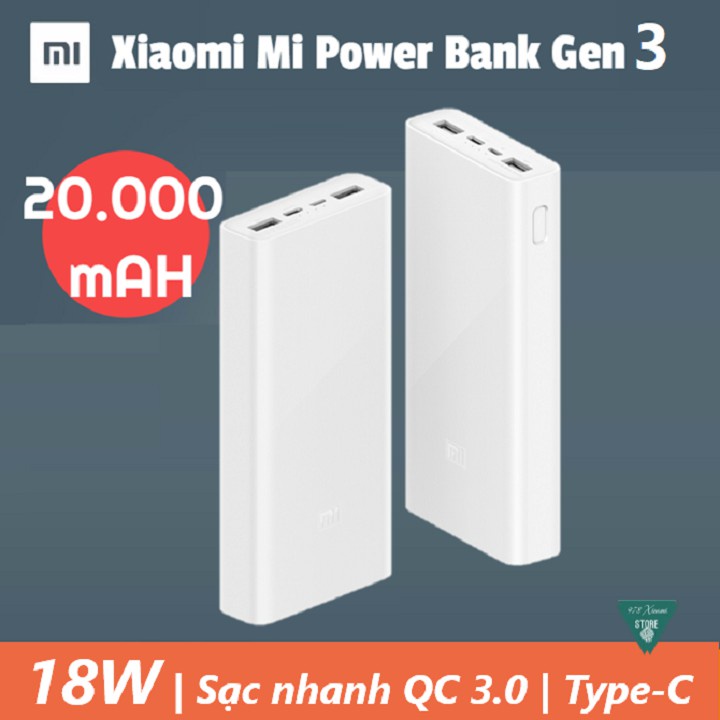 Pin sạc dự phòng xiaomi gen 3 20000 mah - pin dự phòng xiaomi 20000 mah