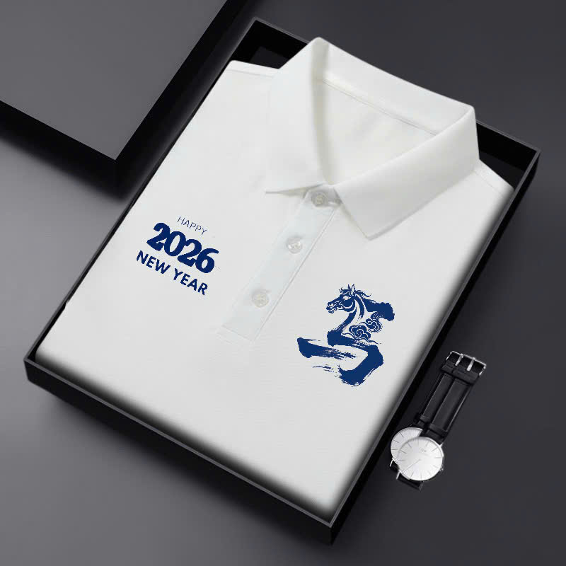 Year of the Rooster Logo Polo Shirt with 2026 Pattern - 6