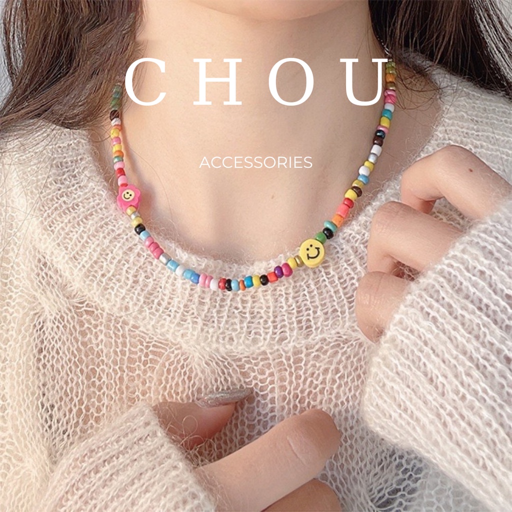 Dây chuyền, vòng cổ hạt cườm mặt cười | chou accessories |