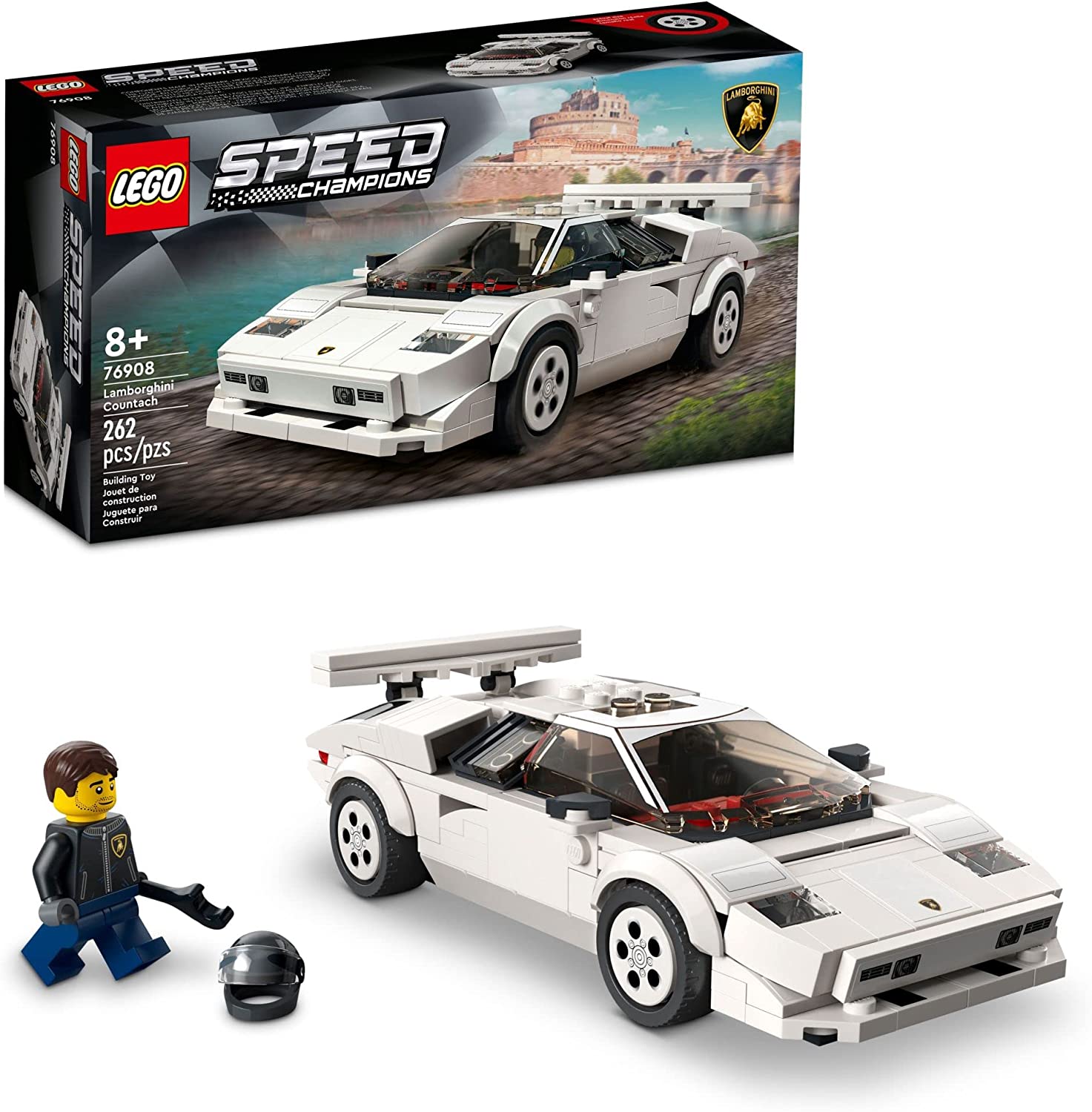 Đồ chơi siêu xe LEGO Speed Champions Lamborghini Countach 76908, Race Car  Toy Model Replica (Mô hình Xe đua) 