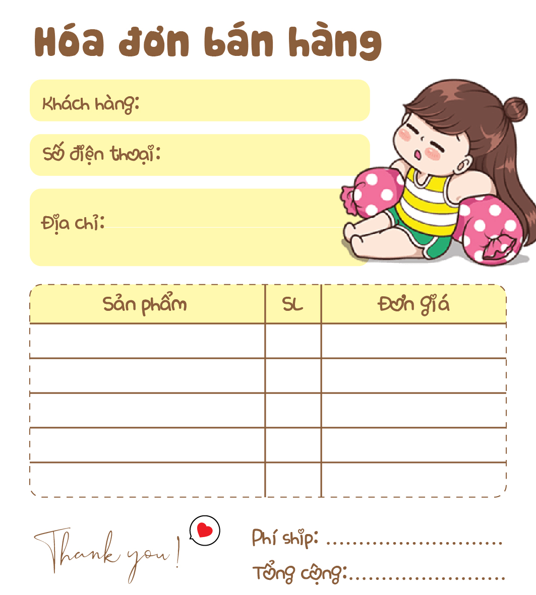 [ Hàng Sẵn ] Hóa Đơn Bán Hàng Mini 1 Liên BoBib Cute