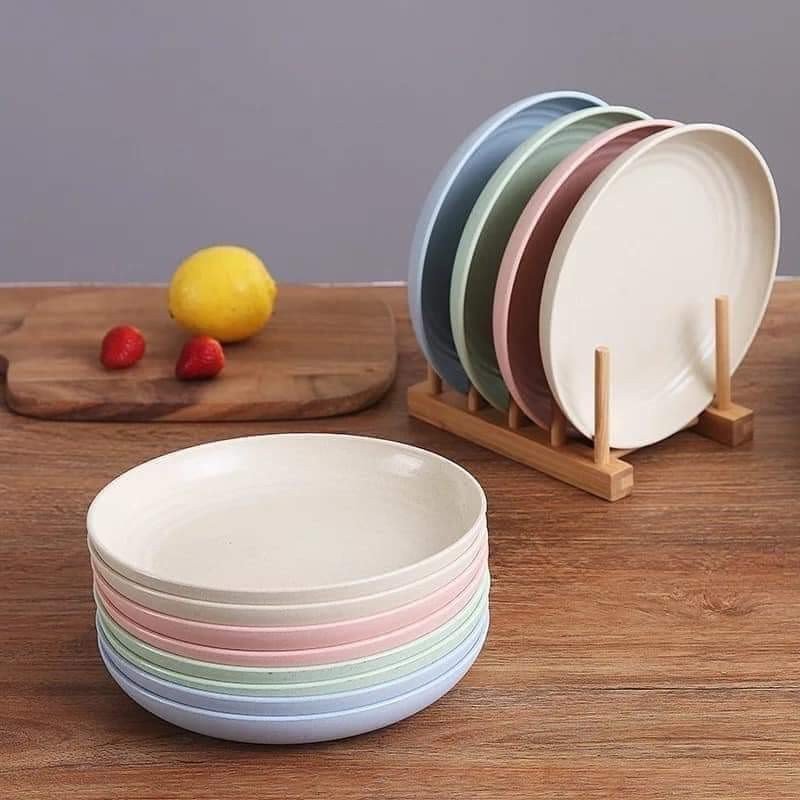 Bộ 8 cái đĩa lúa mạch cực đẹp - sét 8 cái đĩa màu pastel lúa mạch an toàn sức khoẻ - đĩa đựng đồ ăn trái cây tiện lợi giá rẻ - combo trọn bộ 8 cái đĩa tiện lợi sang trọng cho gian bếp hiện đại an toàn