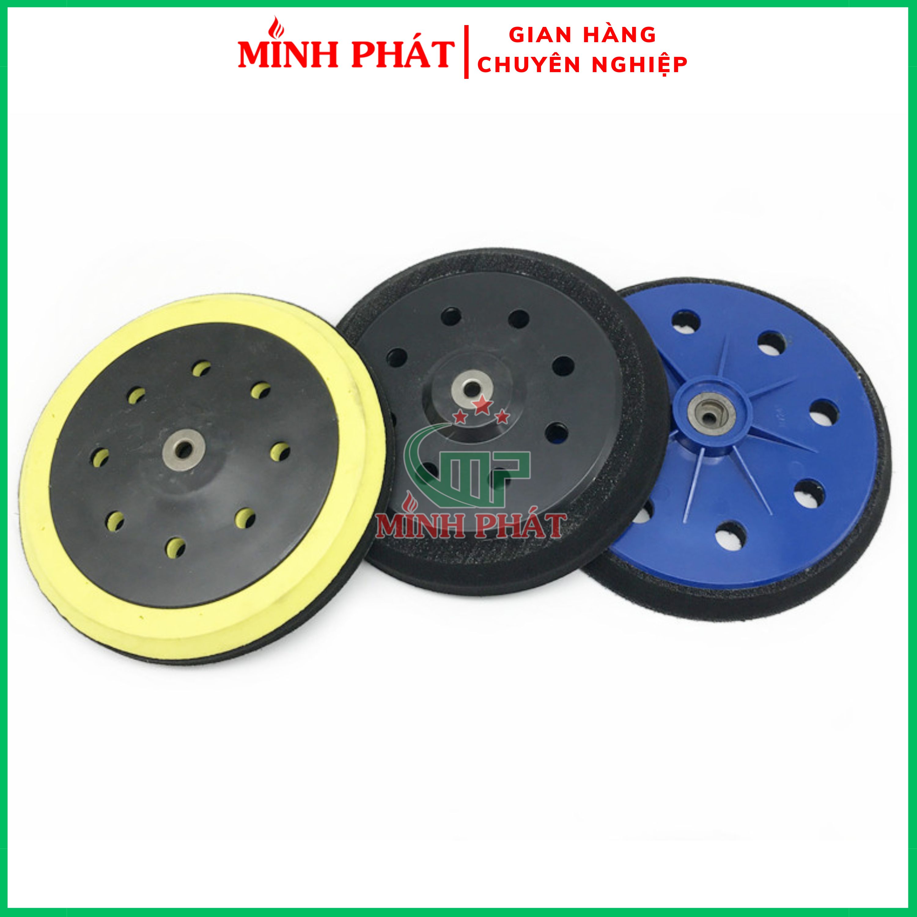 Đế Máy Chà Nhám Tường Minh Phát, Xốp Gắn Máy Chà Matit Sơn Nước 18cm Vàng Đen Xanh