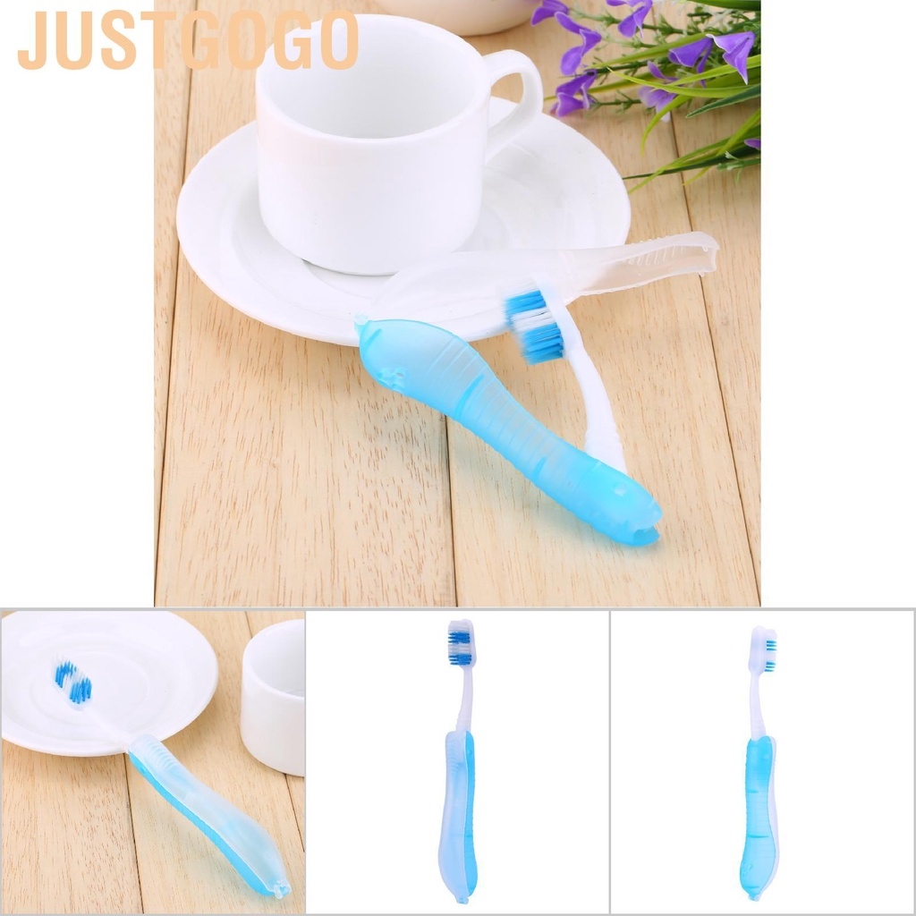 Justgogo Light Blue Portable Compact Fold Foldable Folding Toothbrush