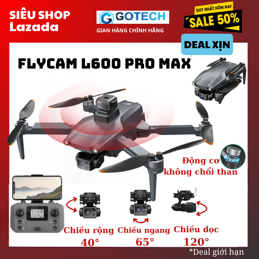 Drone camera mini ,Máy bay điều khiển từ xa Flycam L600 Pro Max  có định vị GPS thông minh ,cảm ứng 