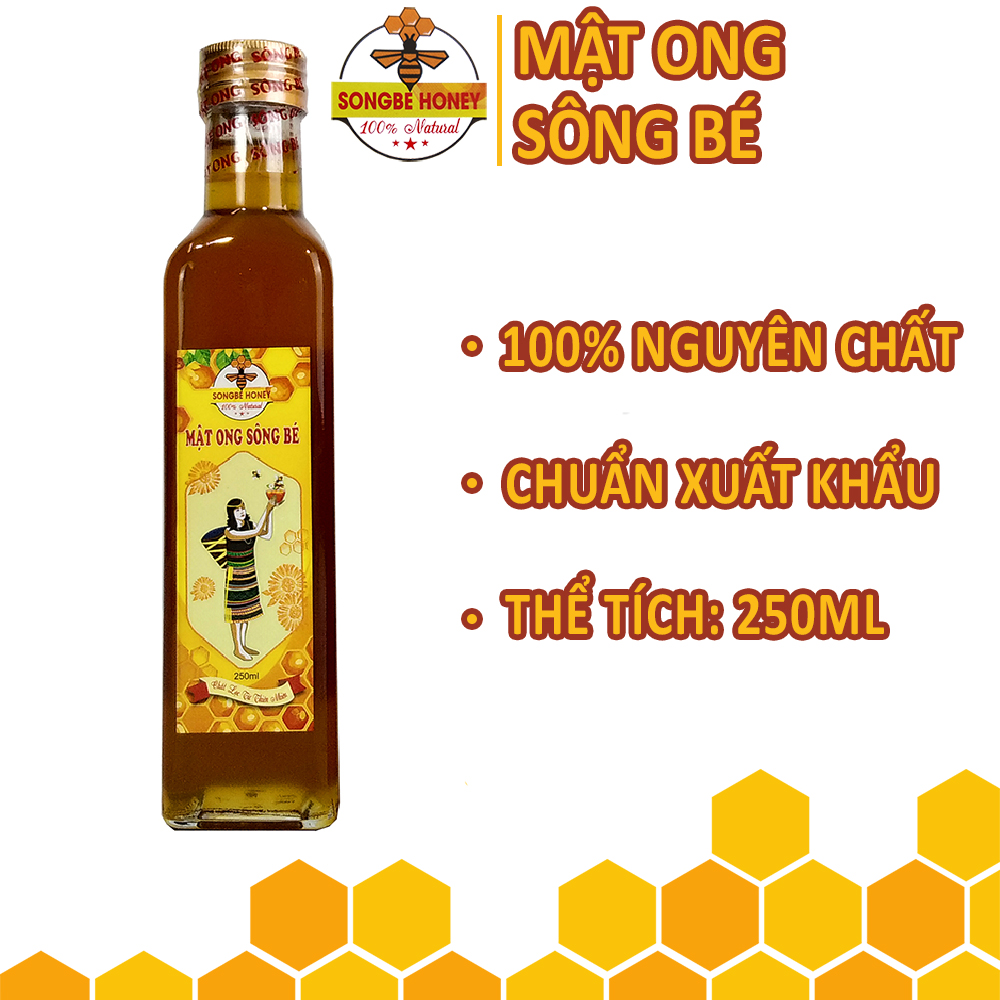 Cao Cấp - MẬT ONG SÔNG BÉ 250ml - Mật Ong Nguyên Chất Từ Thiên Nhiên - Tự Nhiên, An Toàn Và Sang Trọng - Chất Lượng Chuẩn Xuất Khẩu Sang Mỹ