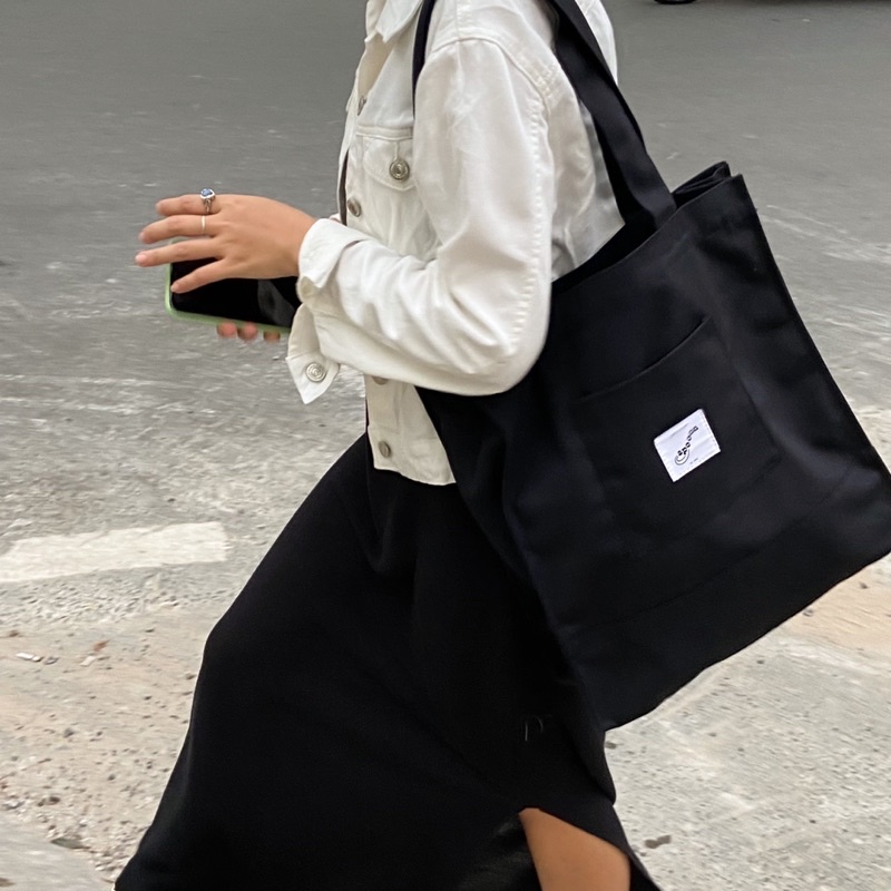 Túi tote spooon vải canvas black sesame bag
