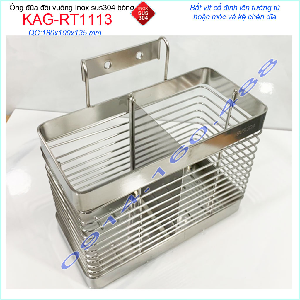 [HCM]Ống đũa đôi vuông KAG-RT1113, ống đựng đũa nhà bếp Inox SUS304 siêu bền giá tốt sử dụng tốt