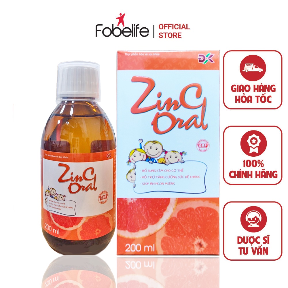 Bổ Sung Kẽm Hỗ trợ Tăng Cường Sức Đề Kháng ZinC Oral ĐK Giúp Ăn Ngon Miệng- chai 200ml.