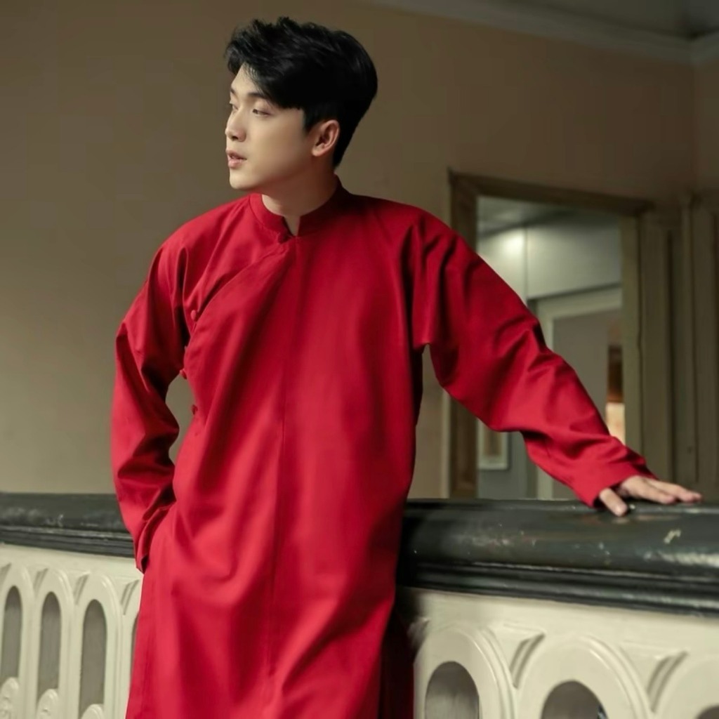 Áo Dài Nam - Áo Dài Cách Tân Ngũ Thân Cúc Bọc Chất Liệu TafTa Nhiều Màu