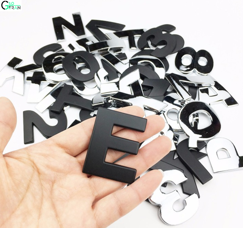 Chữ Và Số Kim Loại Dán Trang Trí dán xe 2.5cm và 4.5cm -Decal kim loại hình bảng chữ cái 3D,Chữ kim loại dán xe trang trí, chữ nổi kim loại dán xe hơi
