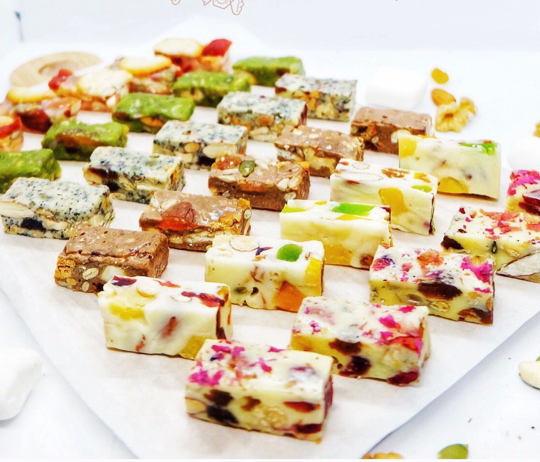 KẸO NOUGAT [ Mix 5 vị ] kẹo hạnh phúc siêu hạt, mứt, ít ngọt, healthy