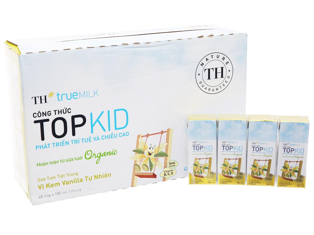 Thùng 48 Hộp Sữa tươi tiệt trùng TH True Milk Topkid Organic hộp 180ml