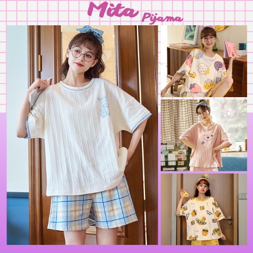 Đồ bộ nữ pijama cotton cao cấp mặc nhà tay ngắn siêu cute dễ thương – CTN1Mita