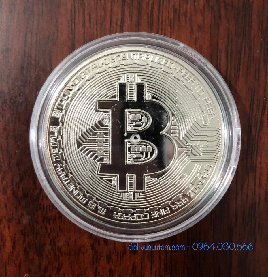 Đồng Bitcoin màu bạc sưu tầm