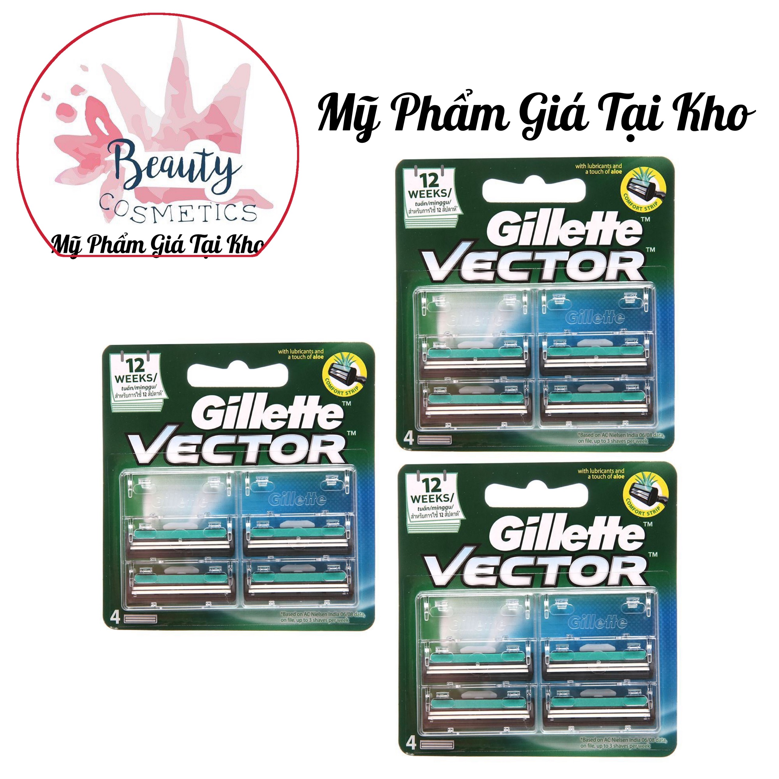 Set 3 hộp Lưỡi Cạo Kép Gillette Vector