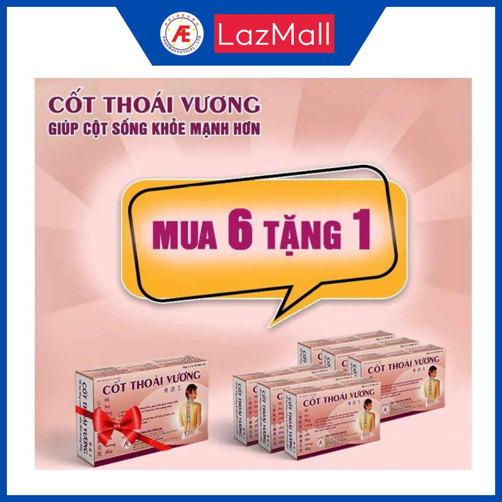 COMBO 06 hộp Cốt Thoái Vương 30v tặng 01 hộp 30v- Dành cho người thoái hóa đốt sống, thoát vị đĩa đệm
