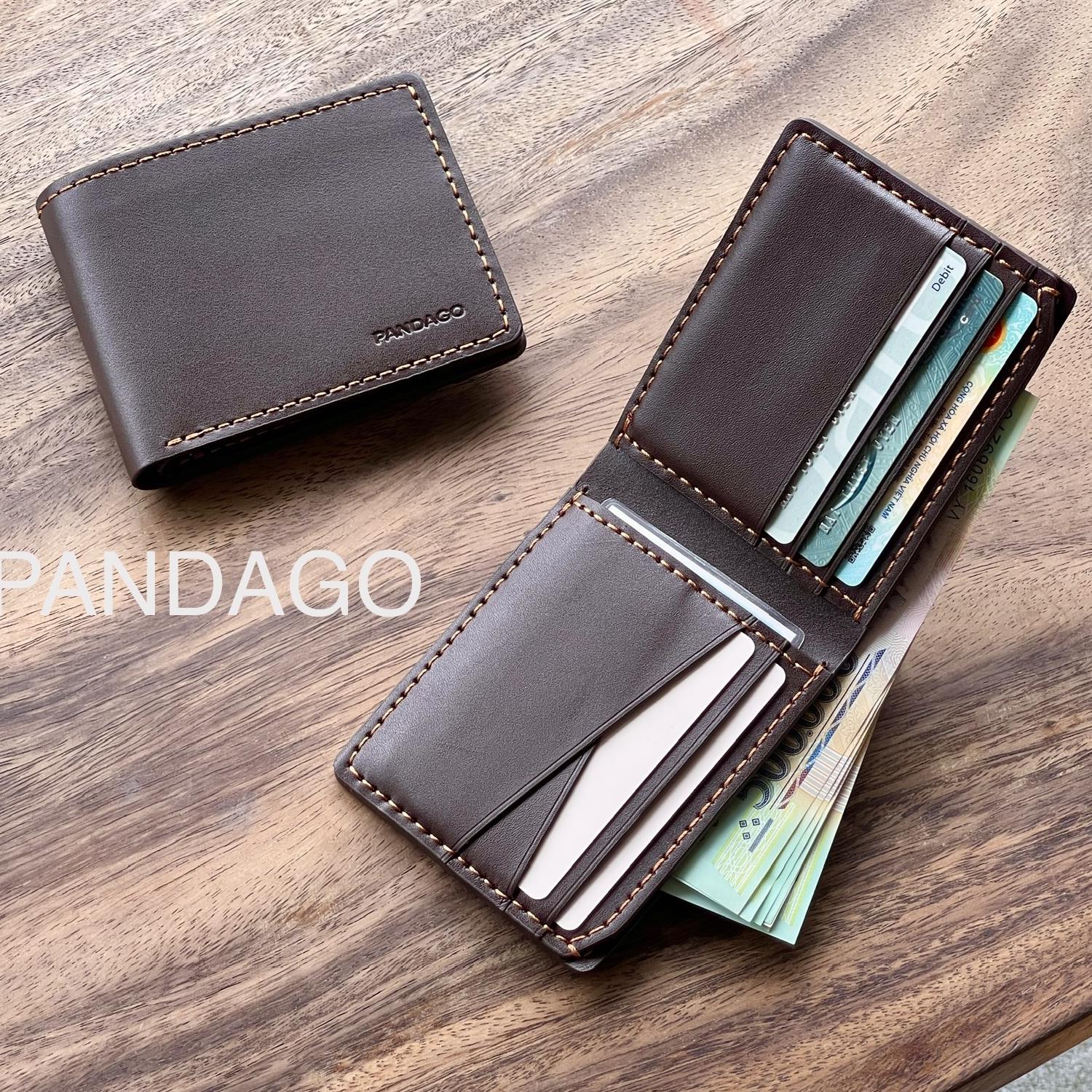 Ví nam da thật pandago the air 03 làm thủ công cao cấp bỏ túi thời trang