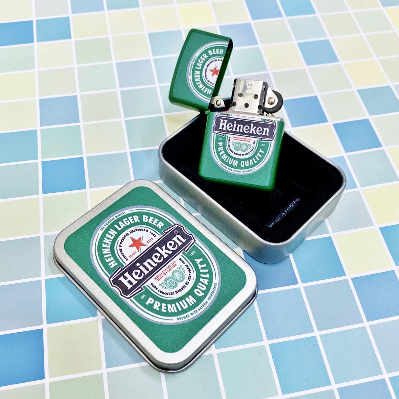 [HCM]Bật Lửa Zippo 2 Mặt Logo Bia Ken (Kèm Hộp)