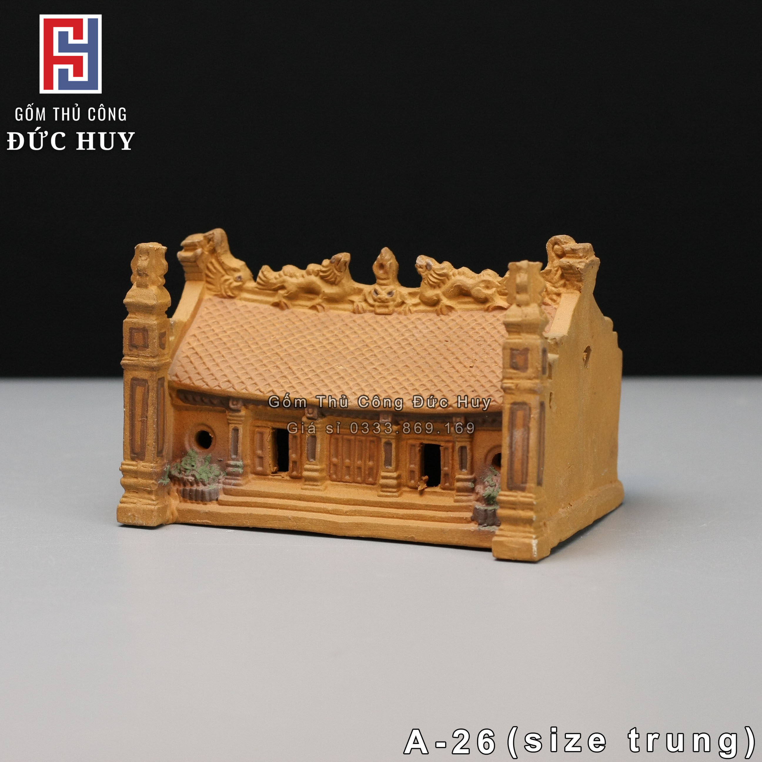 Mô hình gốm Đình làng size trung Phụ Kiện Trang Trí Hòn Non Bộ - Tiểu Cảnh - Bể Cá