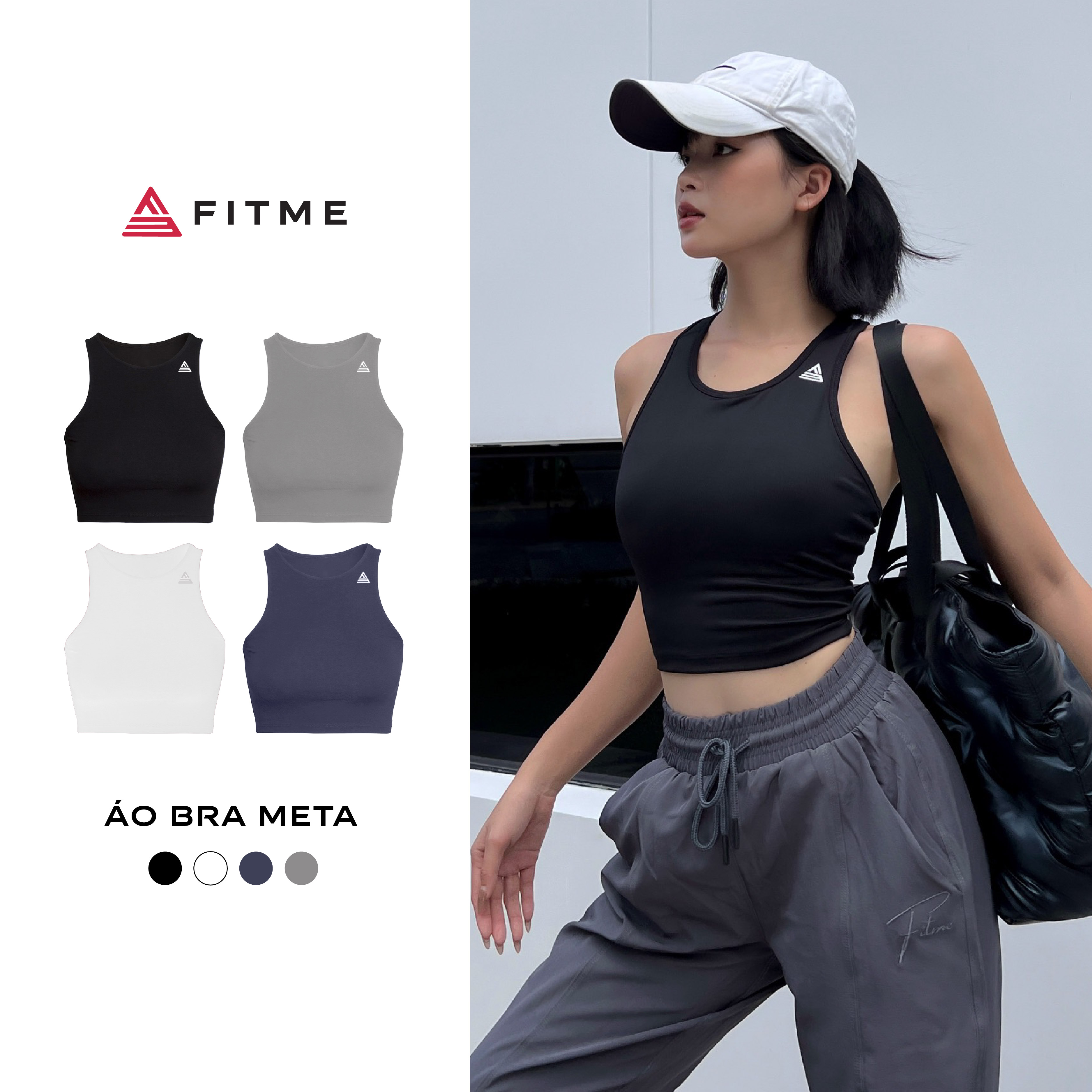 Áo croptop tập gym yoga nữ Fitme Meta form chất liệu thun cao cấp ôm body thấm hút mồ hôi ACRT