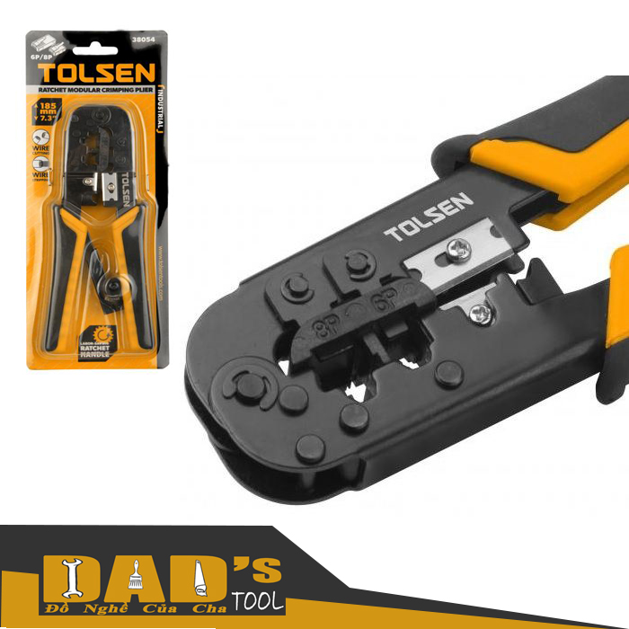 Kềm bấm line cắt/tuốt cáp 185mm - tolsen 38054