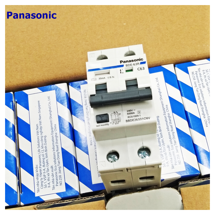 Aptomat chống giật PANASONIC 2P 40A - 63A 30mA 240VAC