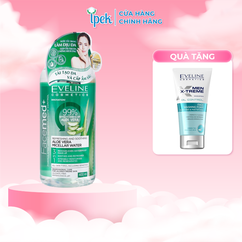 Nước tẩy trang Eveline Facemed+ lô hội giúp dịu mát da