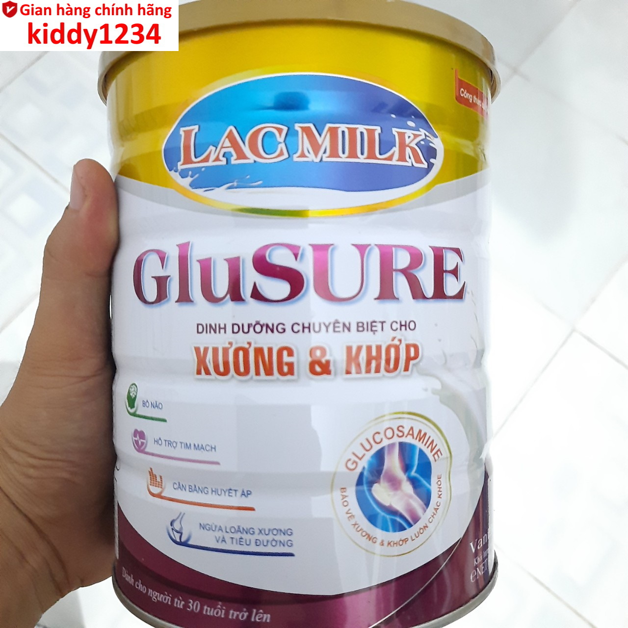 Sữa Lacmilk Glusure chuyên biệt dành cho người bệnh xương khớp với Glucosamine lon 900g (kiddy1234)