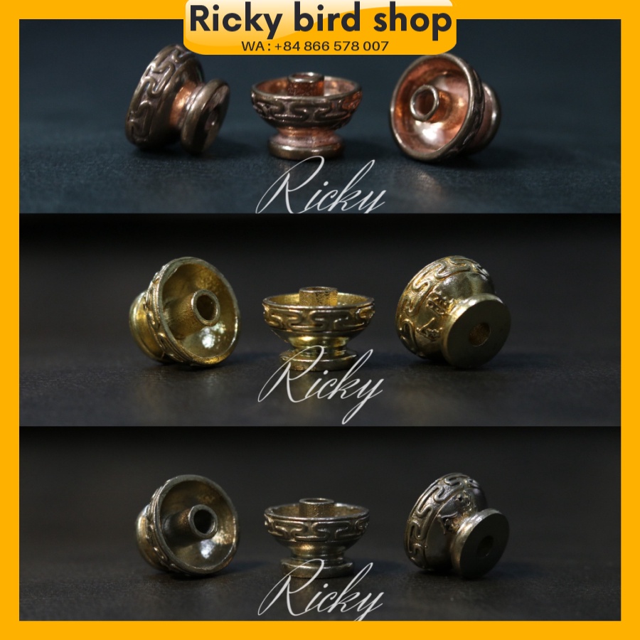 [Hoàn Tiền 10%]chén dầu chống kiến cho lồng chim cao cấp Ricky, dành cho lồng khuyên chào mào chất liệu đồng tàu (lẻ 1 chiếc)