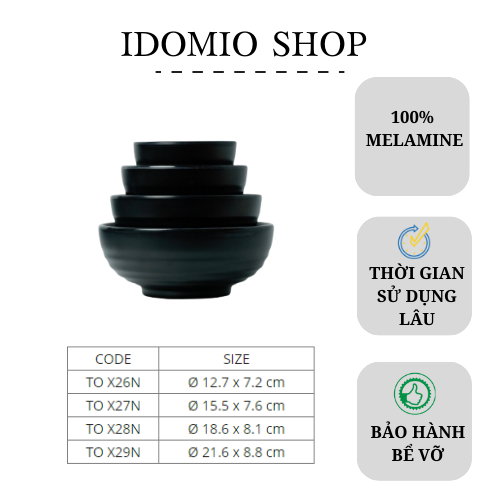 Tô Nhựa Melamine Đen Nhám
