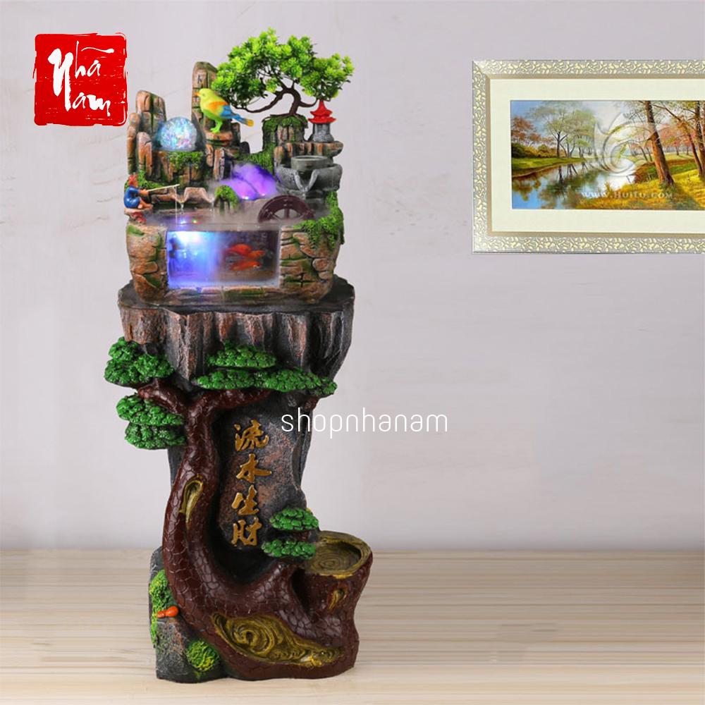 Thác nước phong thủy để bàn non bộ bể cá full phụ kiện