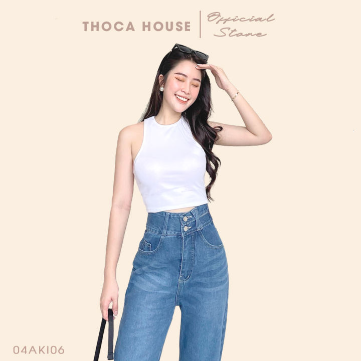 Áo thun sát nách croptop trơn nude, hồng, trắng, đen THOCA HOUSE đẹp năng động, sành điệu mẫu mới