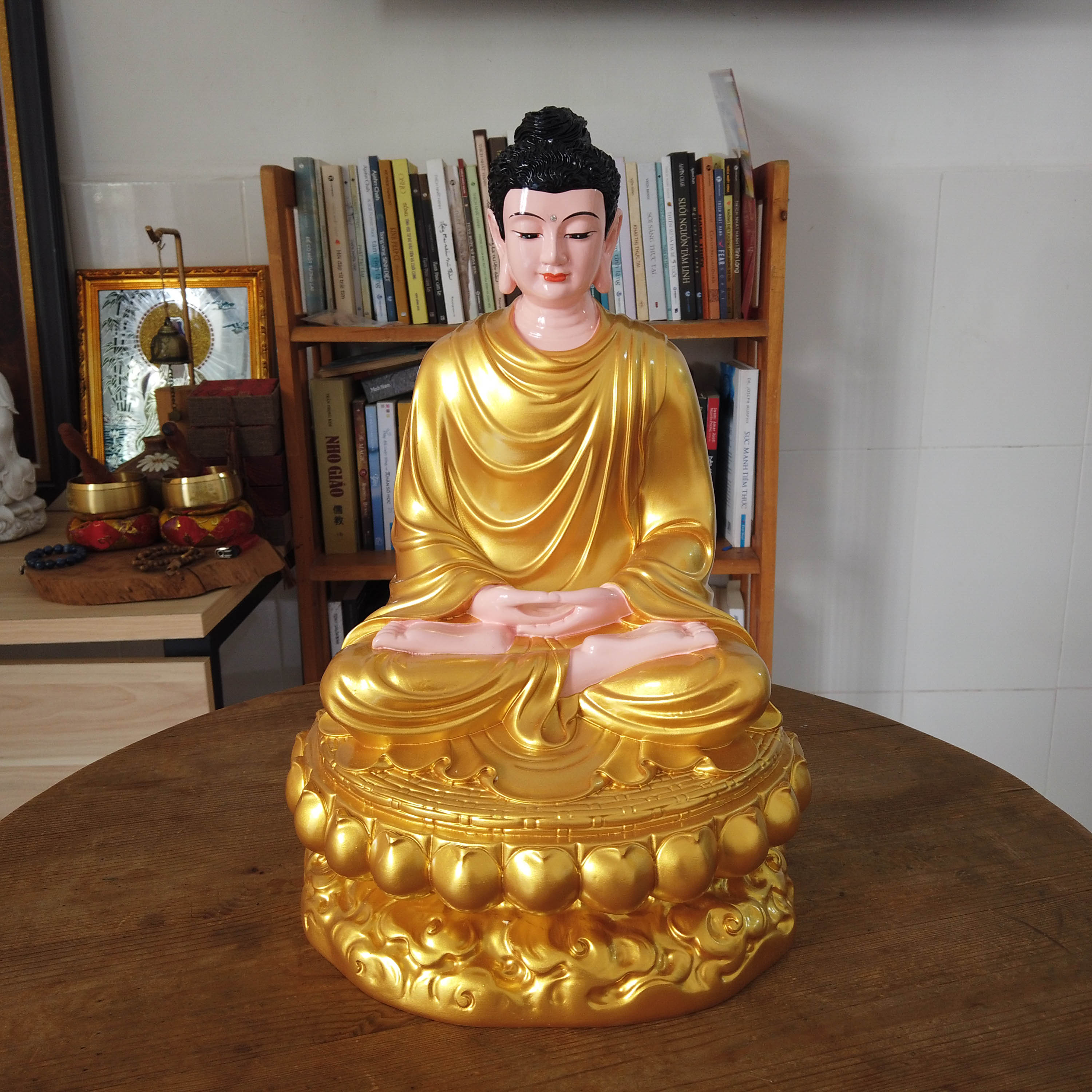 Tượng phật bổn sư thích ca mâu ni vàng cao 36cm