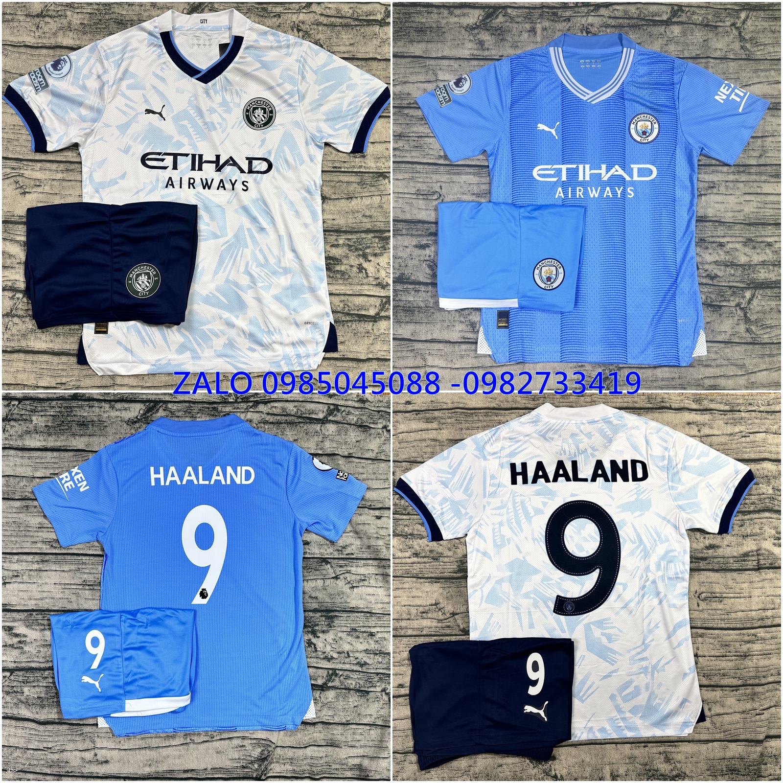 Áo Bóng Đá CLB Manchester City- Chuẩn Mẫu Thi Đấu  - Vải Polyeste gai thái Siêu Thoáng-Siêu Bền