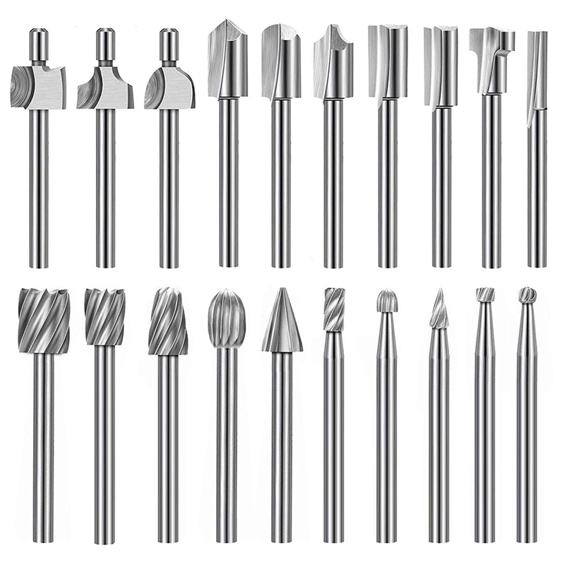 20pcs HSS Router Carbide Engraving Bits and Dremel Router Bits Set 1/8 inch  Shank Dremel Rotary Engraving Bit for Woodworking
