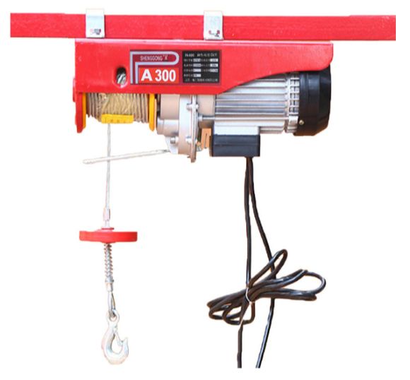 Tời điện 220v, máy tời treo pa300 tải trọng 250kg cáp dài 12m - 20m móc đôi