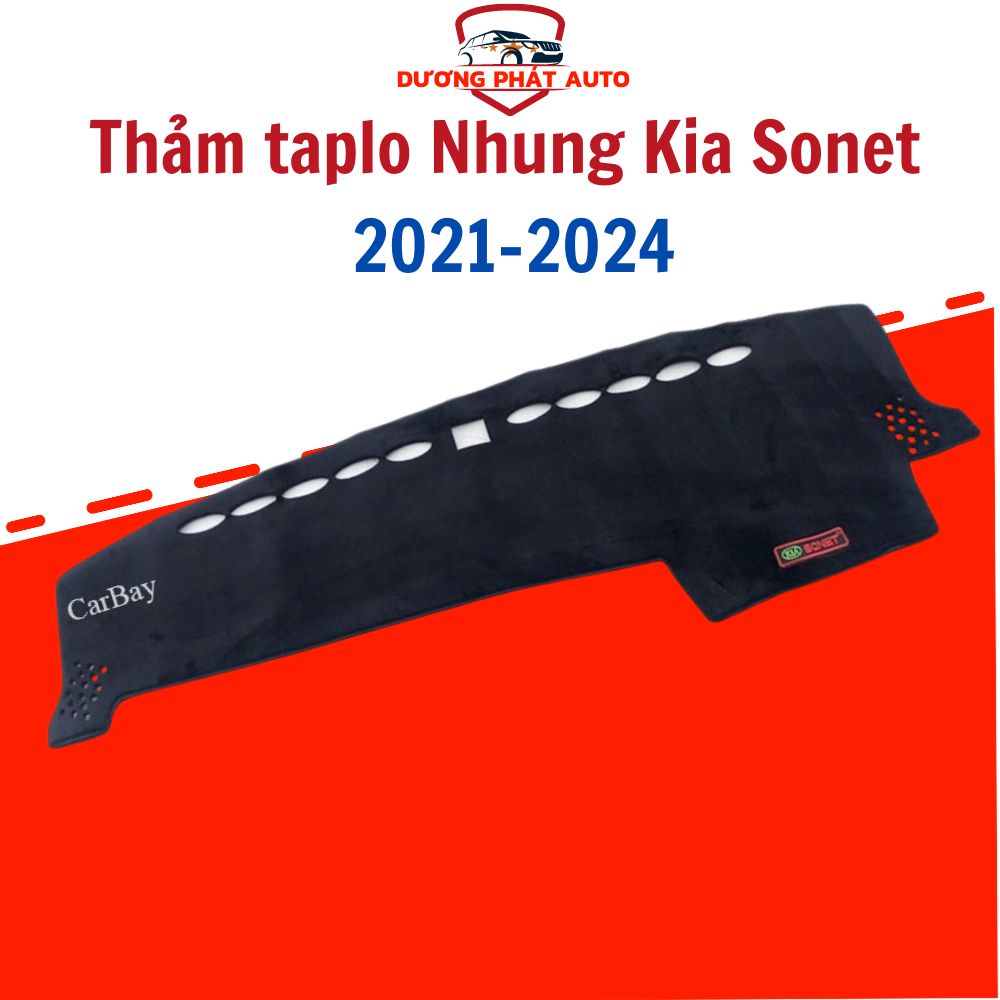 Thảm taplo nhung xe Kia Sonet 2021- 2024 Hàng lông cừu 3 lớp cao cấp,chống nóng tốt,chuẩn khít form xe