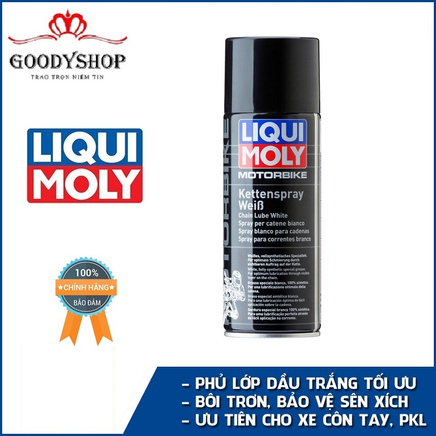 Chai xịt bôi trơn bảo vệ sên liqui moly chain lube white 1591 400ml goodyshop