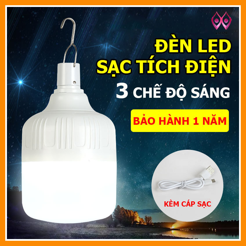 [Hàng Mới Về] Đèn LED tích điện USB Không Dây, Led Sạc Bóng Đèn Siêu Sáng   30w -40w - 50w（Trắng）