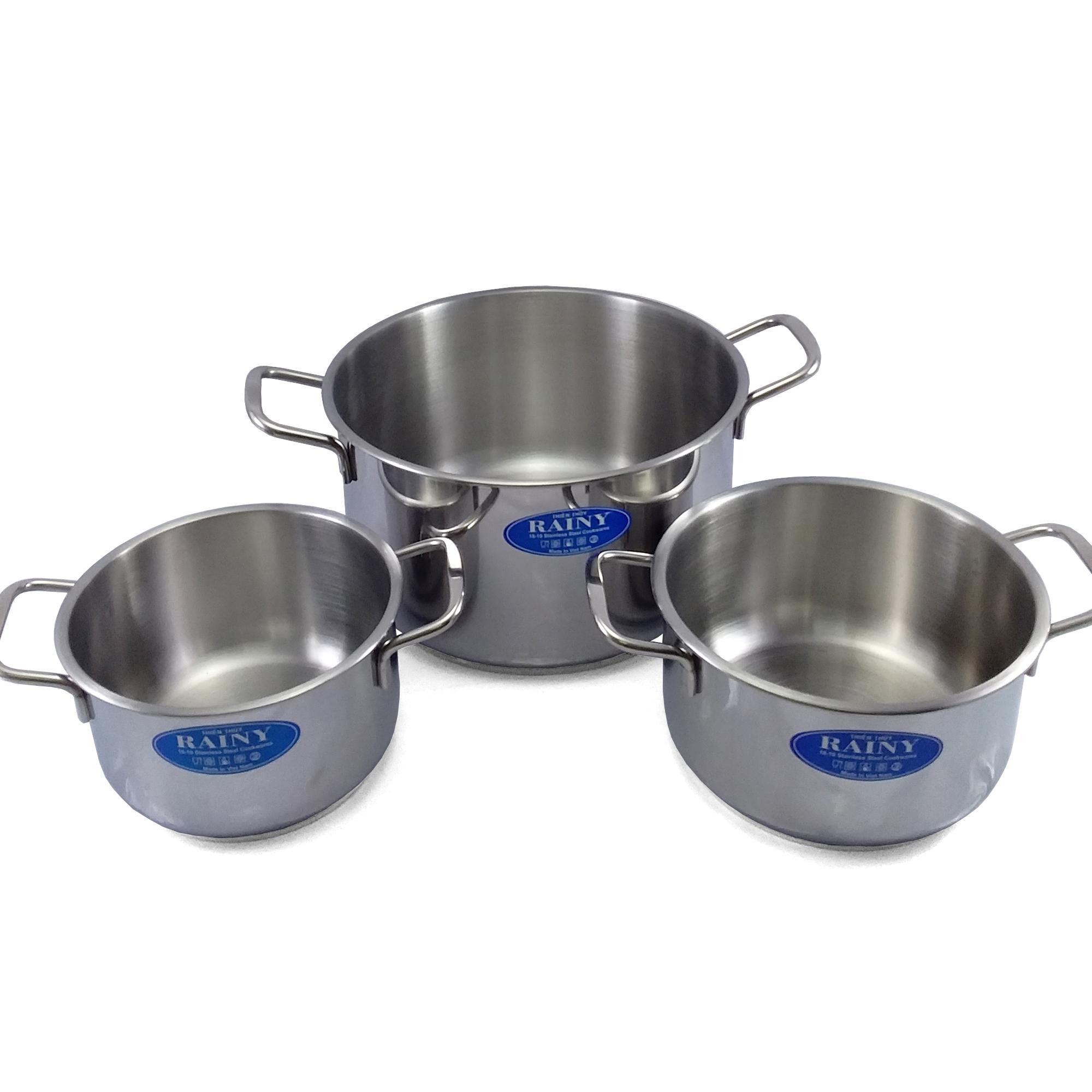 Bộ 3 nồi inox 3 đáy rainy nắp kính cao cấp xttrn063dk chính hãng thông minh đẹp giá rẻ bền lâu khuyến mãi 2020 hot cao cấp