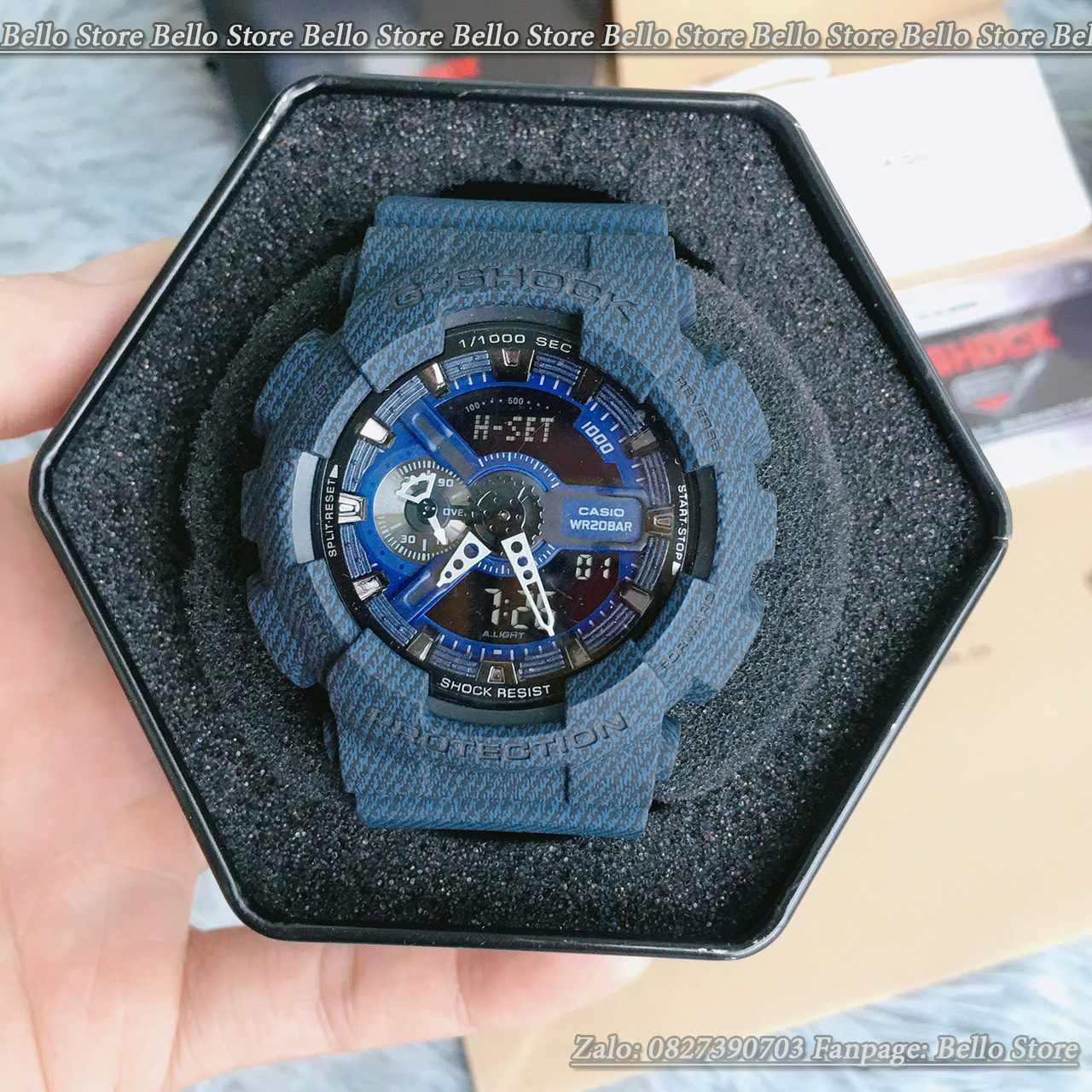 Đồng hồ thể thao nam G-Shock GA-110DC-1A ( XANH JEAN ĐẬM) Có Baby-g và đôi nam nữ + Made in JAPAN, chống nước 200M, Tặng kèm pin dự phòng, Bảo hành 12 tháng - BELLO Store