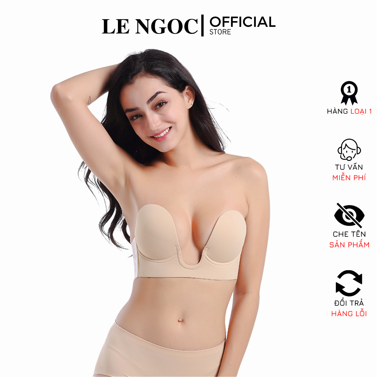 Áo ngực dán ngực có gọng, áo ngực nâng ngực thiết kế chữ U, áo bra nữ tạo khe nâng ngực tự nhiên LN189