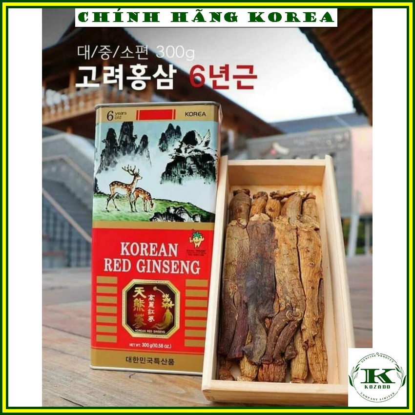 Hồng sâm củ khô hộp thiếc hàn quốc, hộp 300gr - Nhân sâm khô tăng thể lực, giảm stress, phòng ung thư