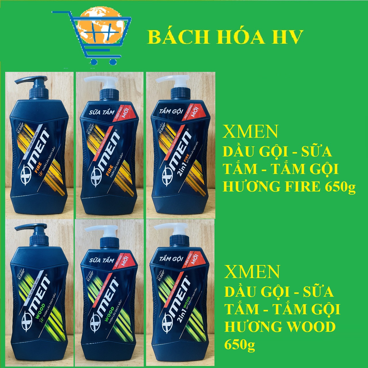 XMEN Dầu gội/ Sữa tắm/ Tắm gội 650g (FIRE/WOOD) - BACH HOA HV