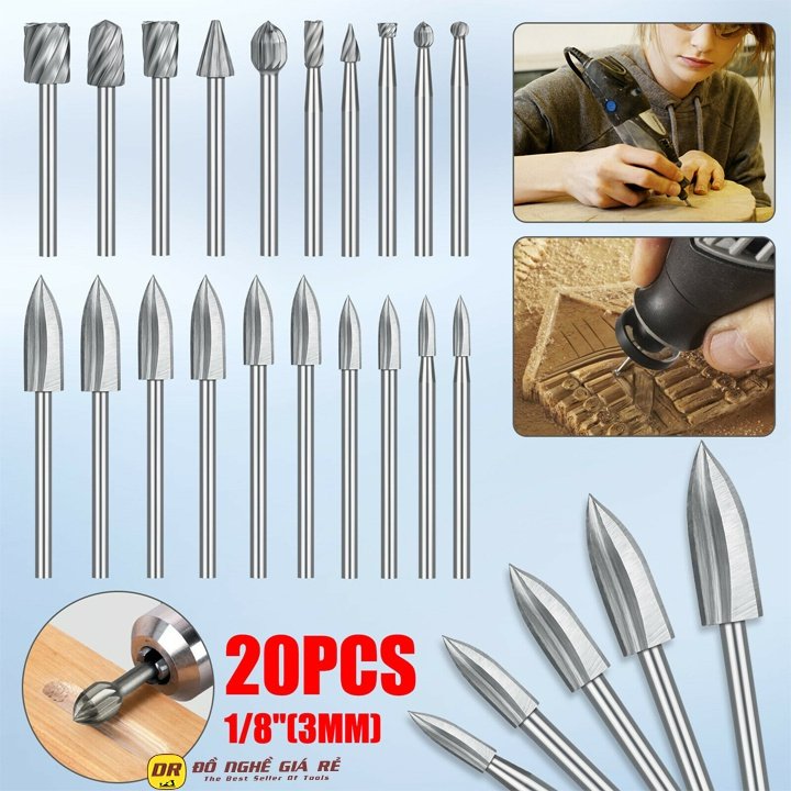 Bộ dụng cụ đục gỗ cầm tay phụ kiện máy khắc gỗ mũi dao điêu khắc gỗ